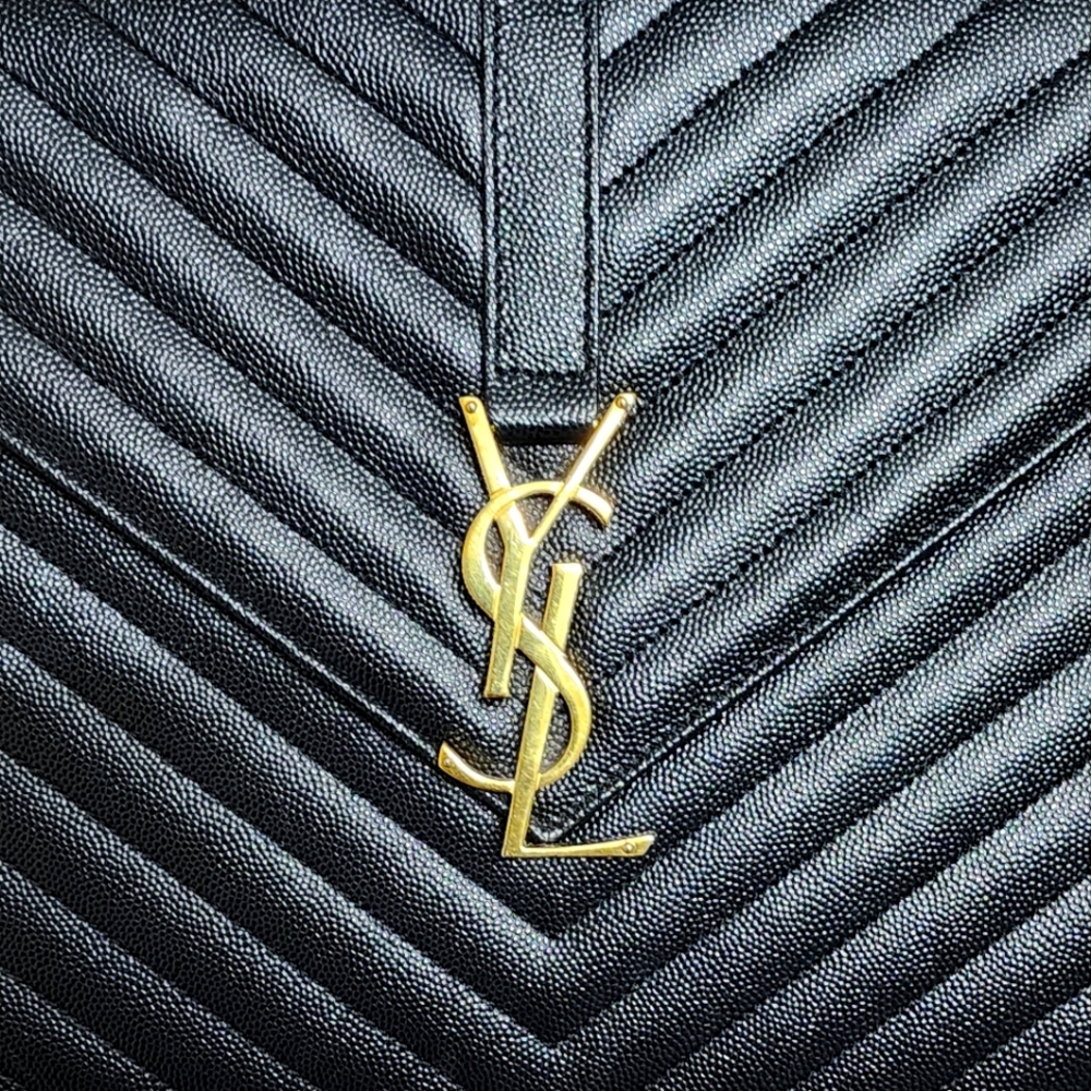 Classic Monogram Envelope Satchel Matelasse Chevron Leather Large